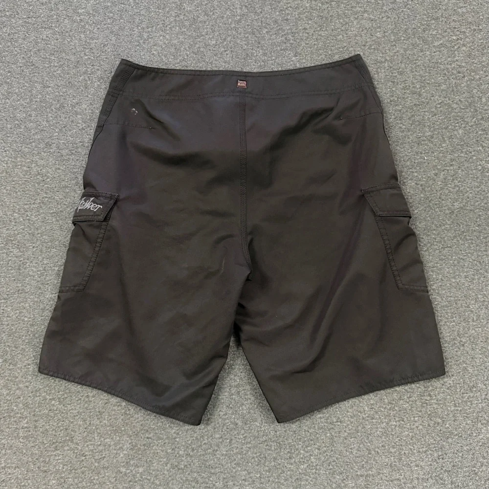 Y2K Quiksilver Board Shorts Mens 32 Black Good Cargo Pocket Surf Trunks